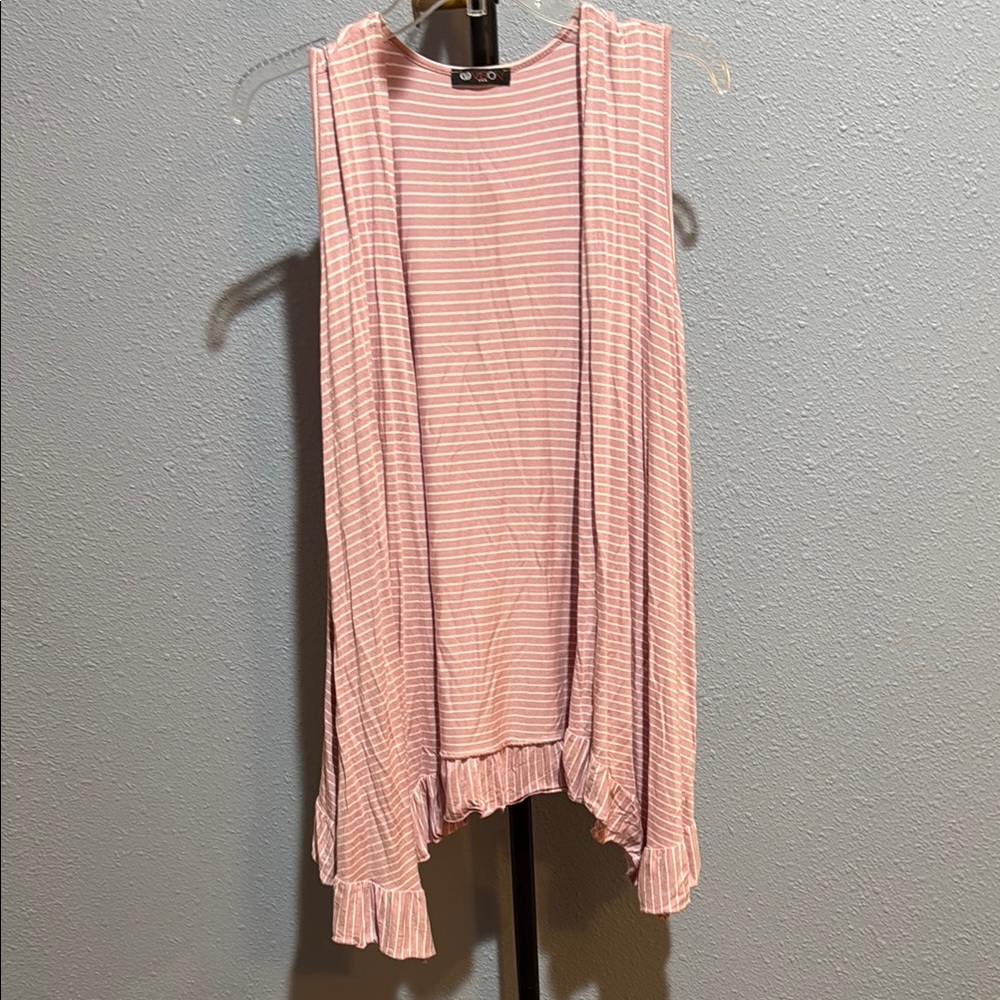 Pink Striped Sleeveless Vest